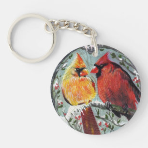 Les cardinaux en porte - clé amoureux