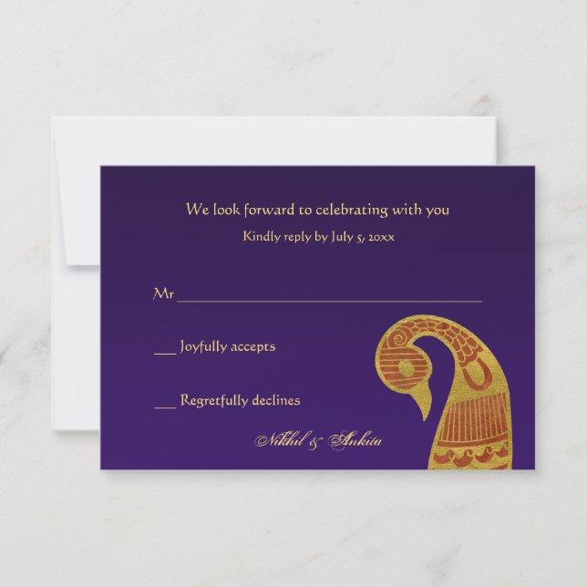 Les Cartes de Réponse de Mariage au Cygne (Devant)