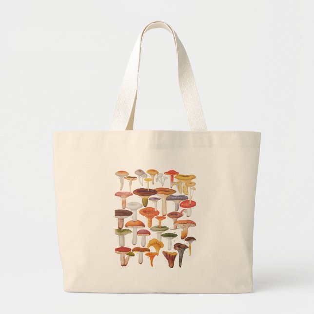 Les Champignons Mushrooms Large Tote Bag (Front)