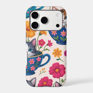 Les chatons et fleurs en tasse