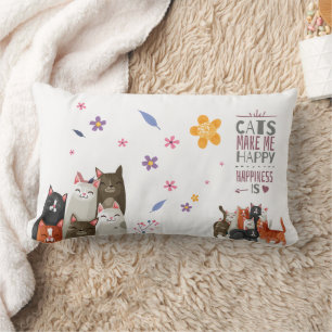 Les chats me rendent heureux Coussin de bois de bo