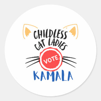 Les chats sans enfants Votent Kamala Round Sticker