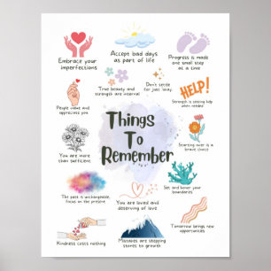 Les choses à se souvenir poster Affirmation