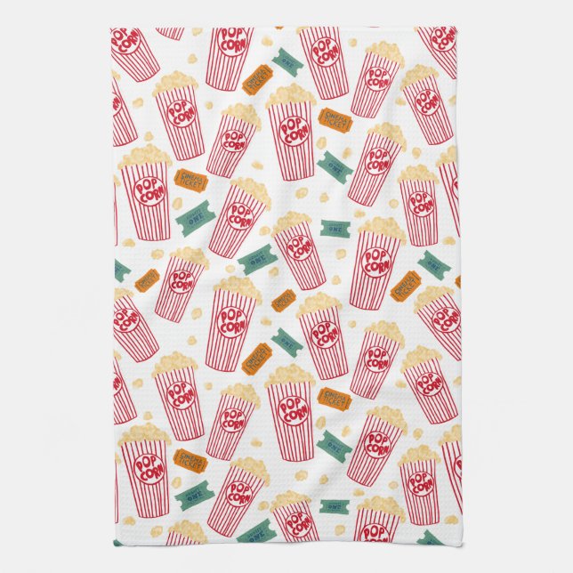 Les cinéphiles popcorn motif serviette de cuisine (Vertical)