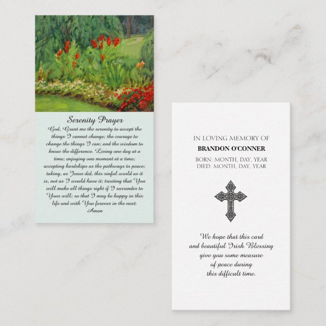 Les condoléances sincères Fête de la carte de vie (Devant / Derrière)