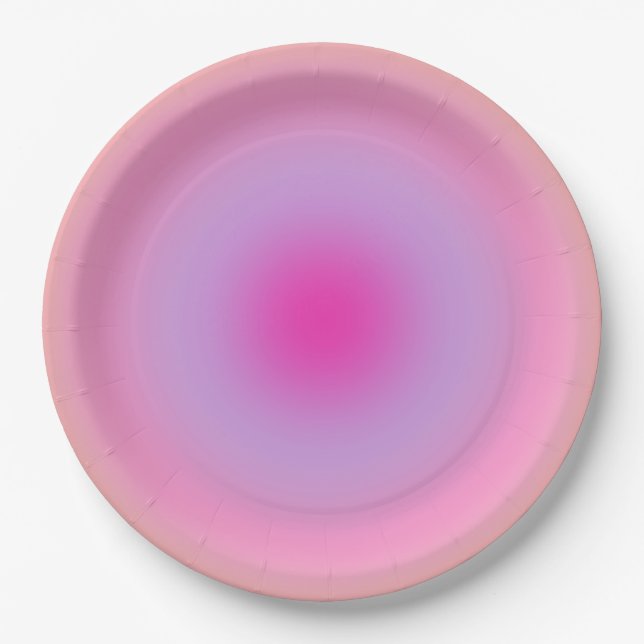 Les Couleurs 01 Orange And Pink Gradient Aura Paper Plate (Front)