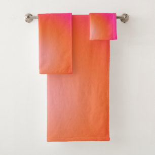 Les Couleurs 03 Hot Pink And Orange Gradient Aura Bath Towel Set