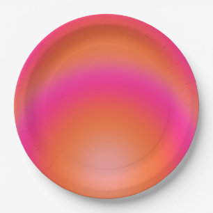 Les Couleurs 03 Hot Pink And Orange Gradient Aura Paper Plate