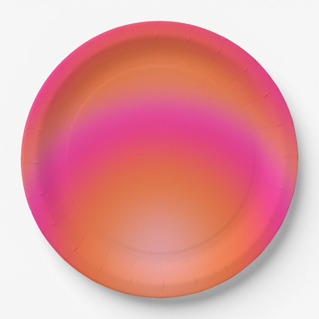 Les Couleurs 03 Hot Pink And Orange Gradient Aura Paper Plate (Front)
