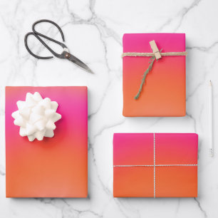 Les Couleurs 03 Hot Pink And Orange Gradient Aura Wrapping Paper Sheet