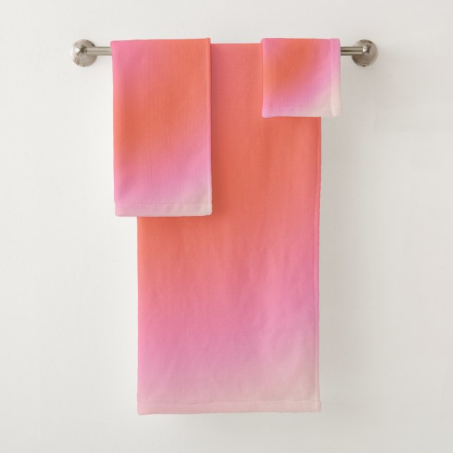 Les Couleurs 04 Neutral Pink And Orange Gradient Bath Towel Set (Insitu)