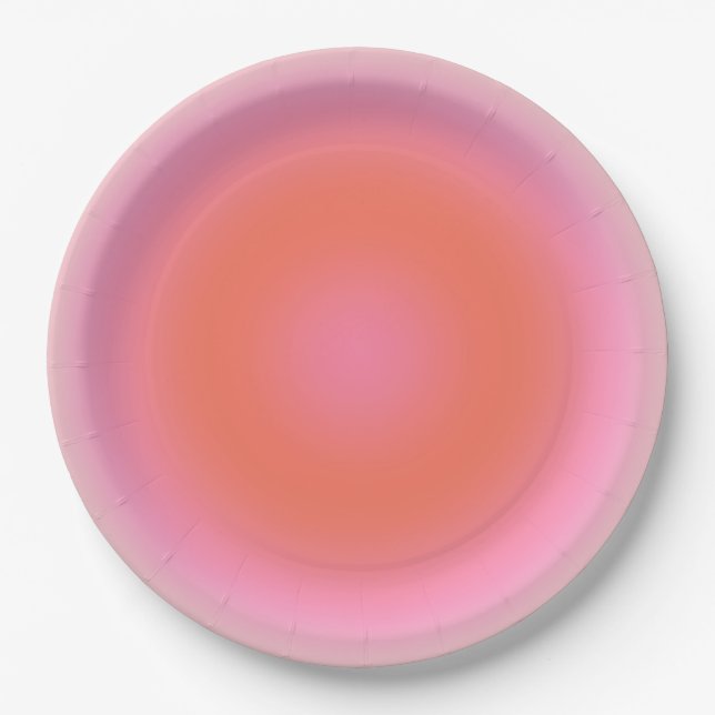 Les Couleurs 04 Neutral Pink And Orange Gradient Paper Plate (Front)