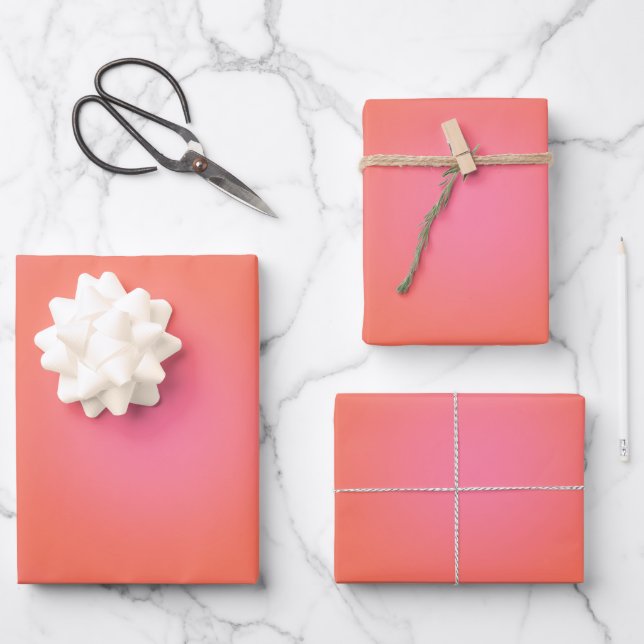 Les Couleurs 04 Neutral Pink And Orange Gradient Wrapping Paper Sheet (Front)