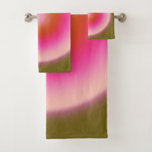 Les Couleurs 05 Gradient Olive And Pink Aura Bath Towel Set