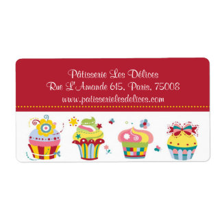 Les Cupcakes - Cute Bakery Customizable Labels