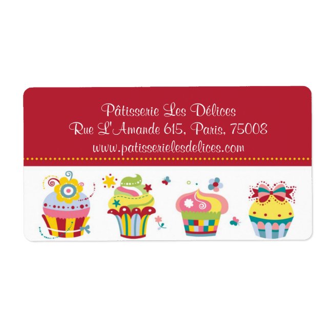 Les Cupcakes - Cute Bakery Customizable Labels (Front)