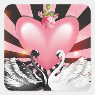 Les cygnes des autocollants d'amour