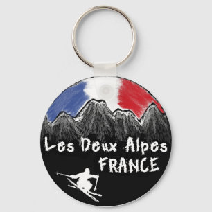 Les Deux Alpes France skier Keychain