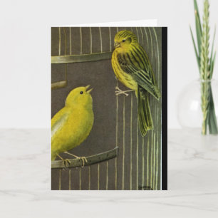 Les deux Canaries peignant la carte de voeux