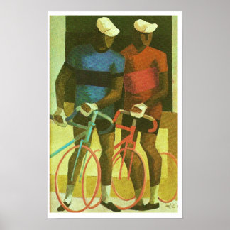 Les Deux Cyclistes - Two Cyclists 1969 Oil Paintin Poster