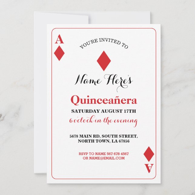 Les Diamants de Quinceanera Jouer Carte Vegas Anni (Devant)