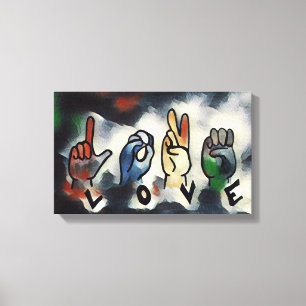 Les doigts épellent L O V E toile étirée Impressio