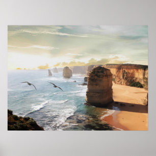 Les douze apôtres vue plage Australie Poster