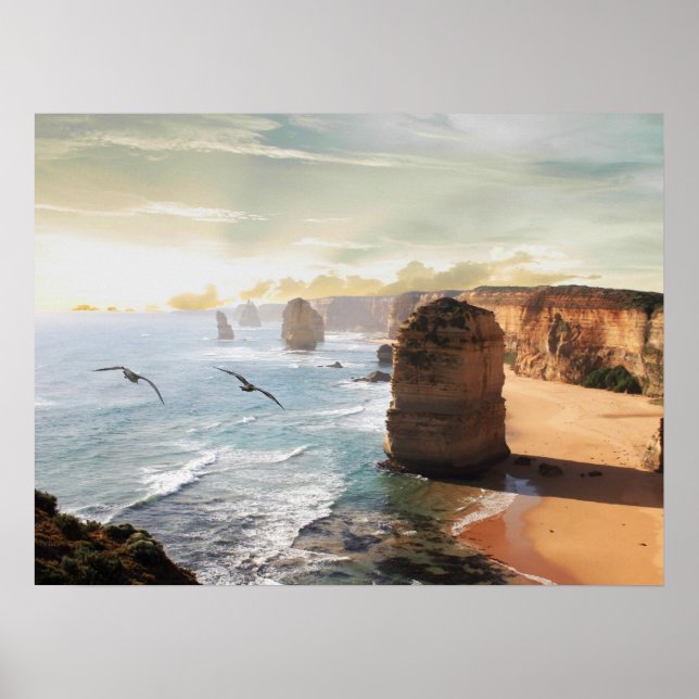Les douze apôtres vue plage Australie Poster (Devant)