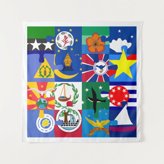 Les drapeaux de 16 États de la Tapisserie des Pala (Devant)