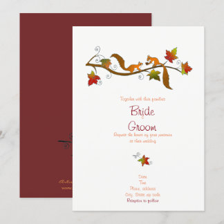 Les écureuils amoureux : Invitation Mariage de aut