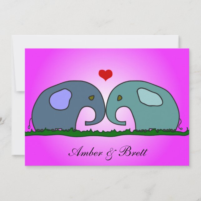 Les éléphants amoureux faire-part de mariage (Devant)