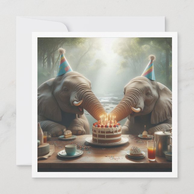 Les éléphants fêtent, invitation d'anniversaire de (Devant)