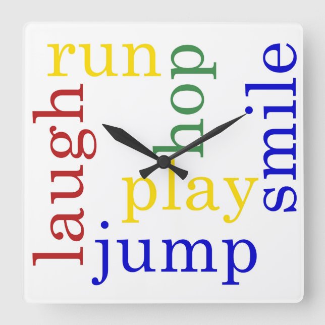 Les enfants horloge rire, courir, sauter, sourire, (Recto)