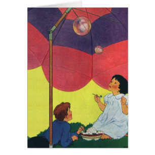 Les enfants vintages Jouent Fille et garçon Blowbb