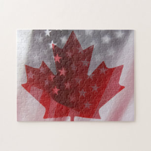 Les États-Unis et le Canada flags jigsaw puzzle