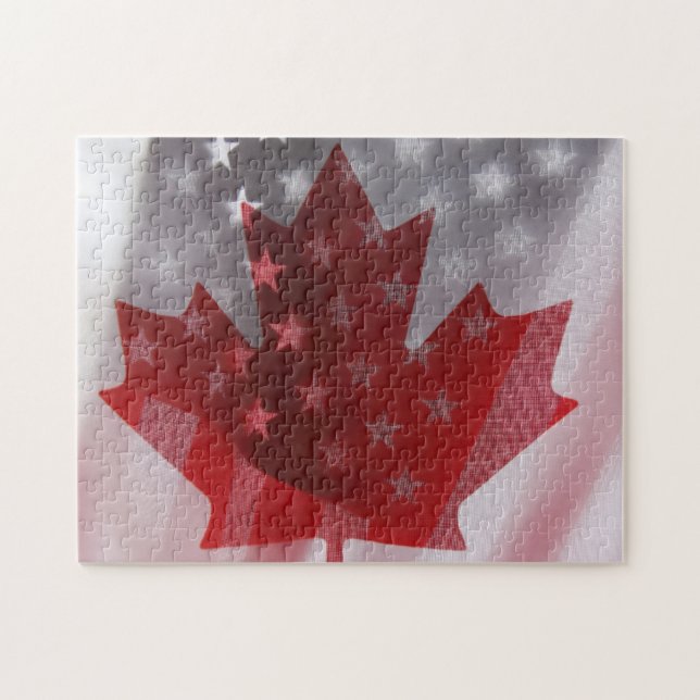 Les États-Unis et le Canada flags jigsaw puzzle (Horizontal)