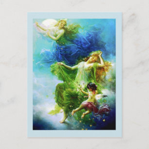 Les fées dans la carte postale nocturne