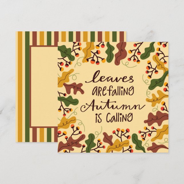 Les feuilles d'automne sont en baisse de la carte  (Devant / Derrière)