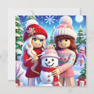 Les filles Ados de Robloxo jolie carte de Noël