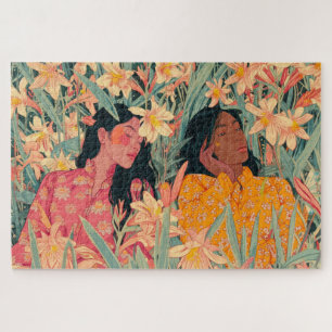 Les filles dans un Jardin Lily Puzzle Puzzle