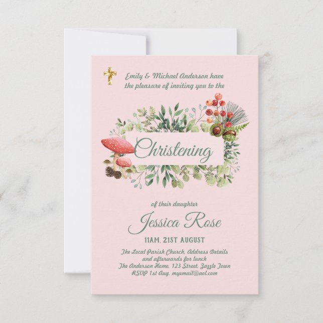 Les filles des bois Christening Invitations Baptêm (Devant)