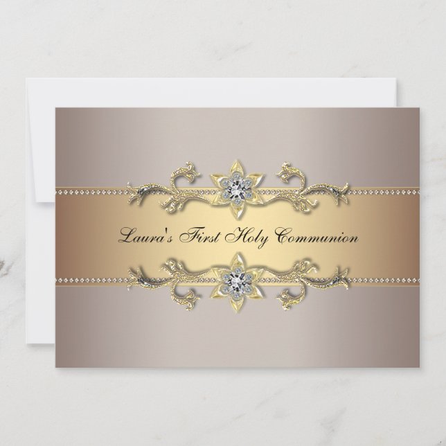 Les filles Gold First Holy Communion Invitation (Devant)