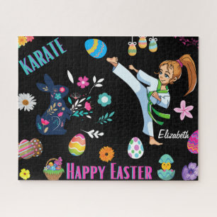 Les filles Karate Joyeux Pâques Jeu de puzzle déco