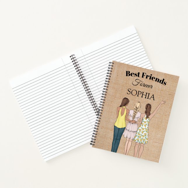 Les Filles Meilleurs Amis Rustique Hessian Carnet  (Intérieur)