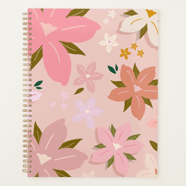 Les Fleurs 05 Floral Pattern Blush Pink Flowers Planner (Front)