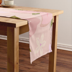 Les Fleurs 05 Floral Pattern Blush Pink Flowers Short Table Runner