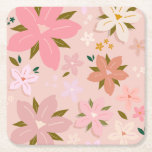 Les Fleurs 05 Floral Pattern Blush Pink Flowers Square Paper Coaster<br><div class="desc">Abstract Retro Floral Pattern - Les Fleurs - Blush And Pink Flowers.</div>