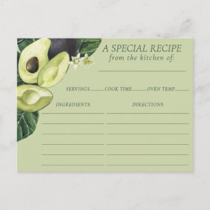 Les fleurs d'Avocado   Carte Recette Vert foncé Ru