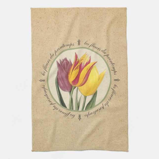 Les Fleurs du Printemps Tulips Kitchen Towel (Vertical)
