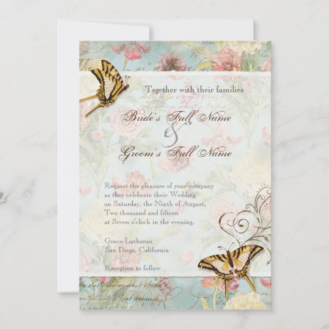 Les Fleurs Peony Rose Tulip Floral Flowers Wedding Invitation (Front)